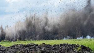 Controlled detonation blast at EAA Reservoir construction site